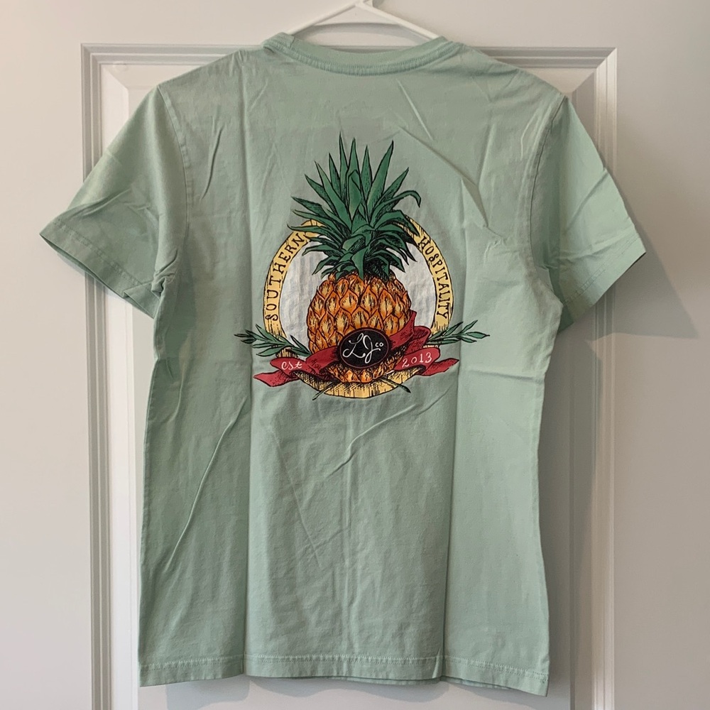 Lauren James Mint Green Short Sleeve Tee with Pineapple Graphic